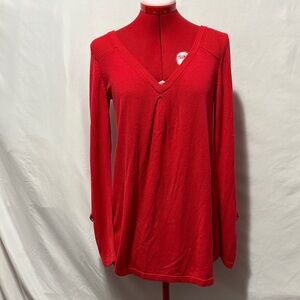 Chic V-Neck Red Sweater for Women XS270